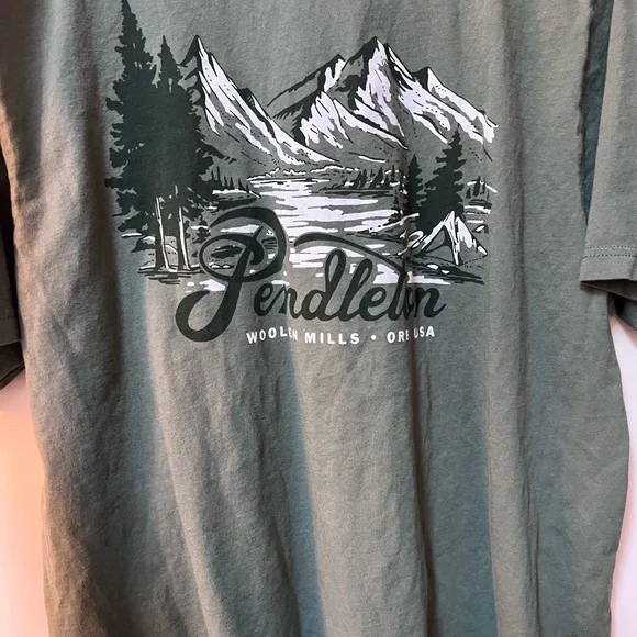 Pendleton Unisex Olive Green T-Shirt - Picture 2 of 2
